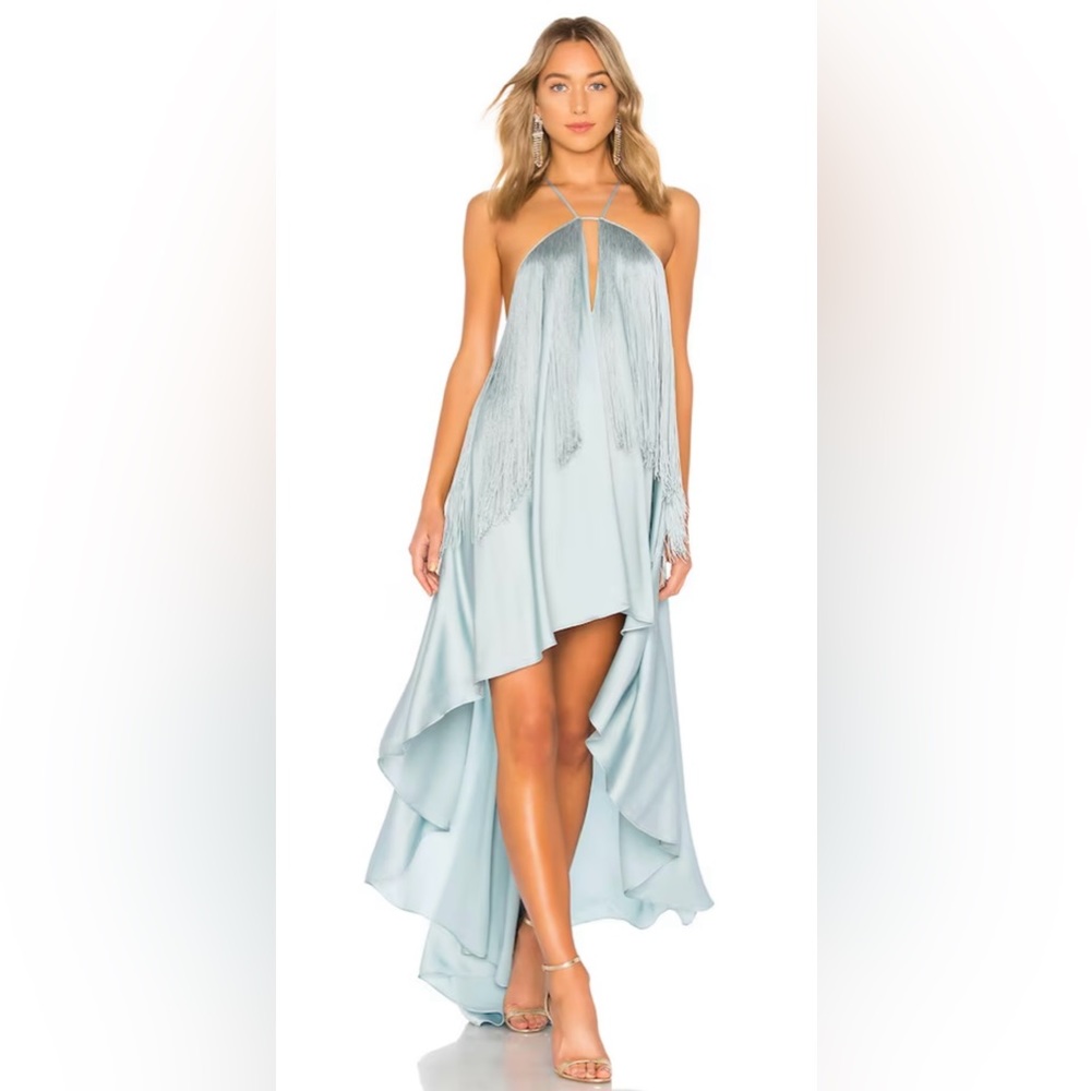 Michael Costello Generosity Fringe Dress in Seafoam